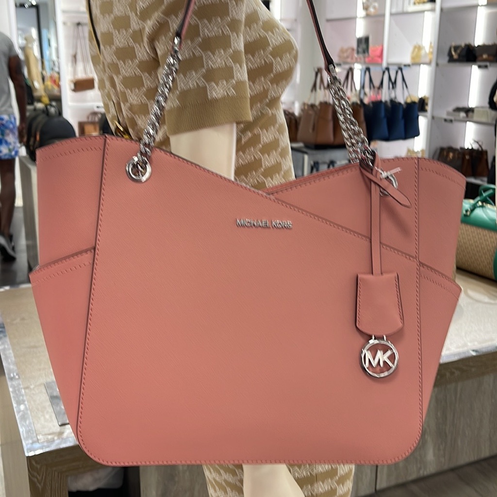 Michael Kors Pink Leather Chain-Handle Shoulder Tote